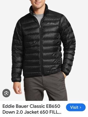 Eddie Bauer Black Quilted Down Puffer Jacket
